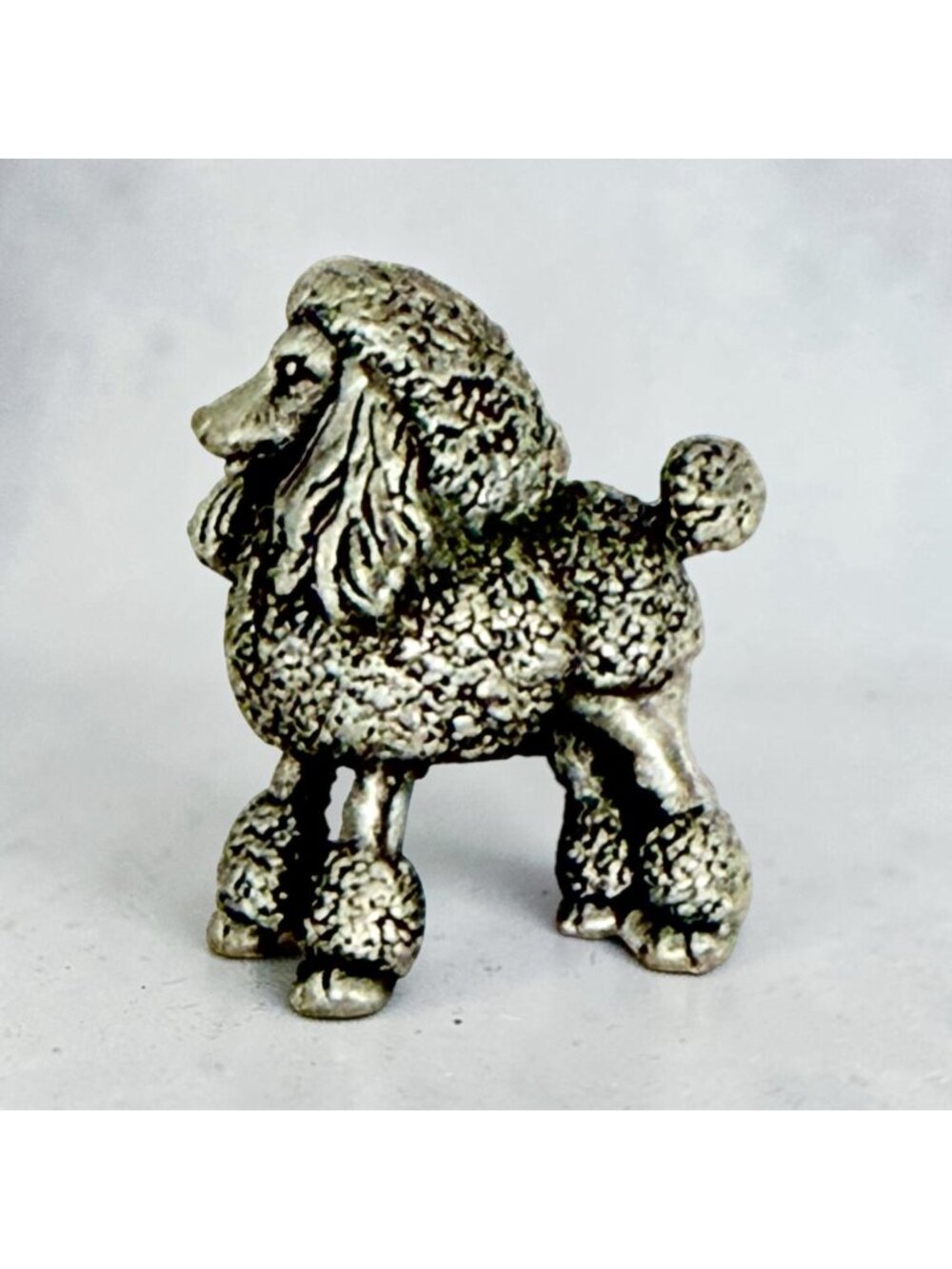 Vintage Dimensional  Pewter Poodle Dog Lapel/Hat/Purse Pin w/Textured Detail